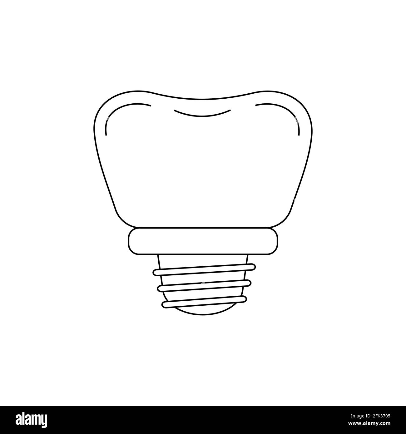 Tooth dental implant line icon isolated on white background Stock