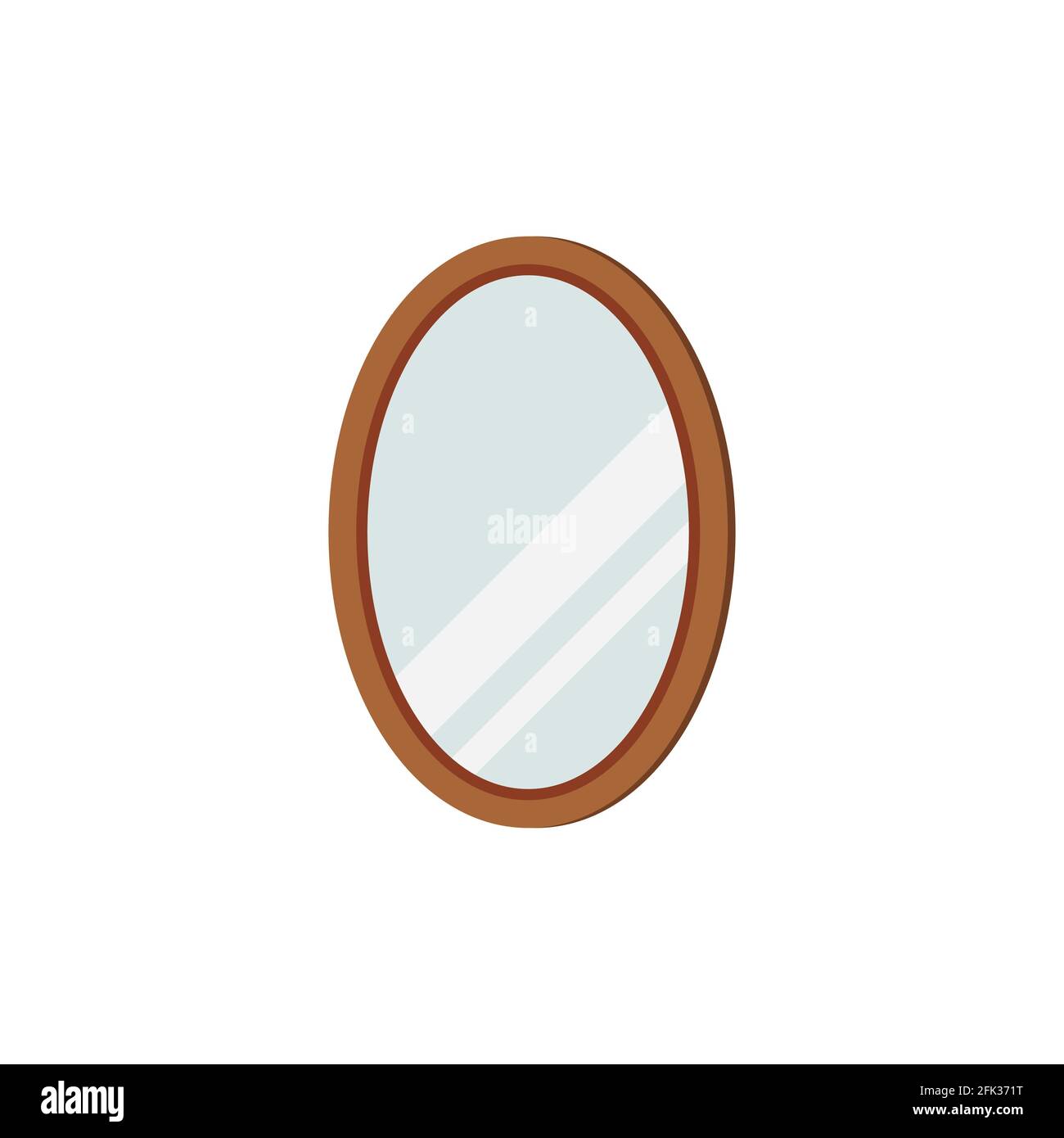 Mirror with oval frame isolated on white background. Stock Vector