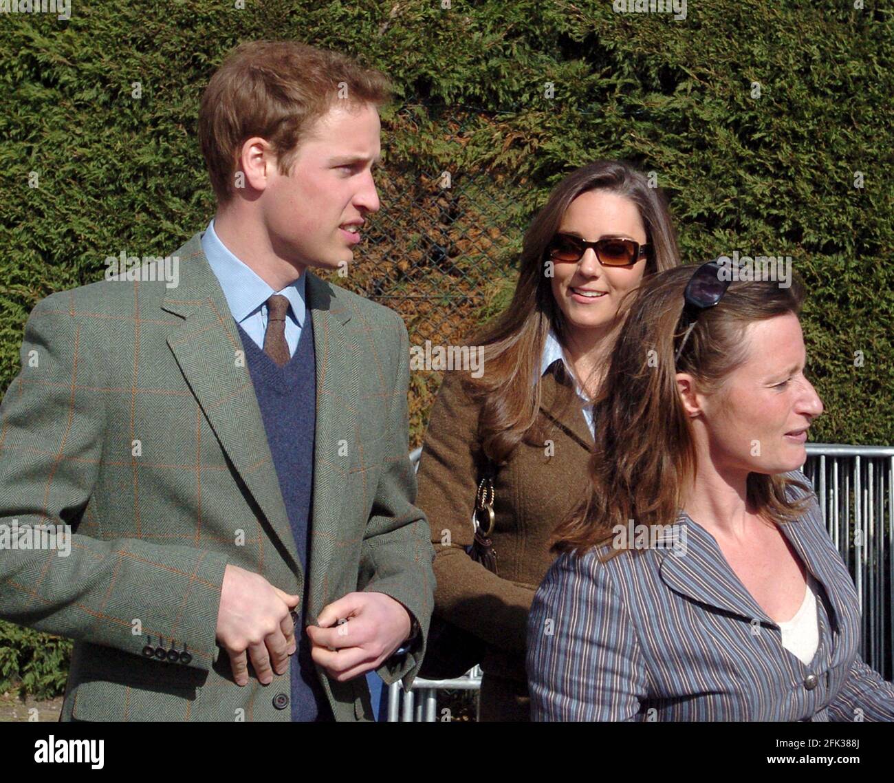 File photo dated 13/03/07 of the Duke and Duchess of Cambridge arriving for the first day of the Cheltenham Festival. University student Kate Middleton first caught the attention of 19-year-old Prince William when she strode down the catwalk in a sheer dress for a charity fashion show. Issue date: Wednesday April 28, 2021. Stock Photo