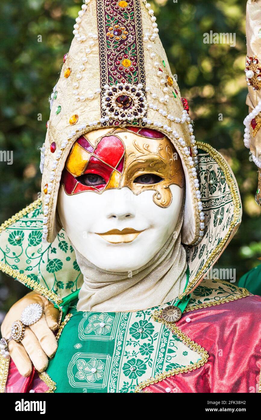 Venetian mask with ironic smile Stock Photo