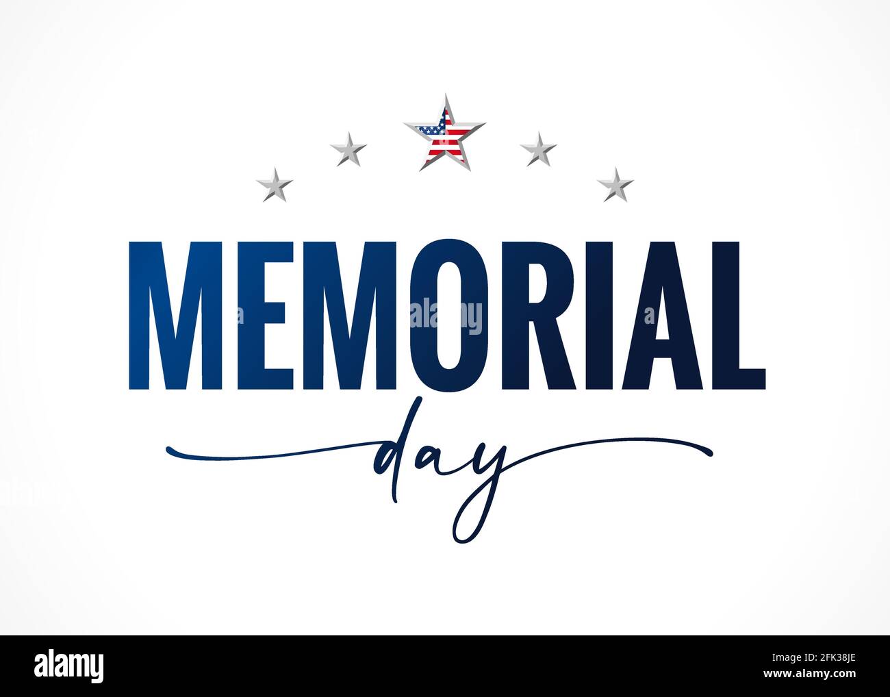 Memorial Day quote lettering banner with stars. Celebration design for american holiday - Remember and honor, with USA flag in star and text on white Stock Vector