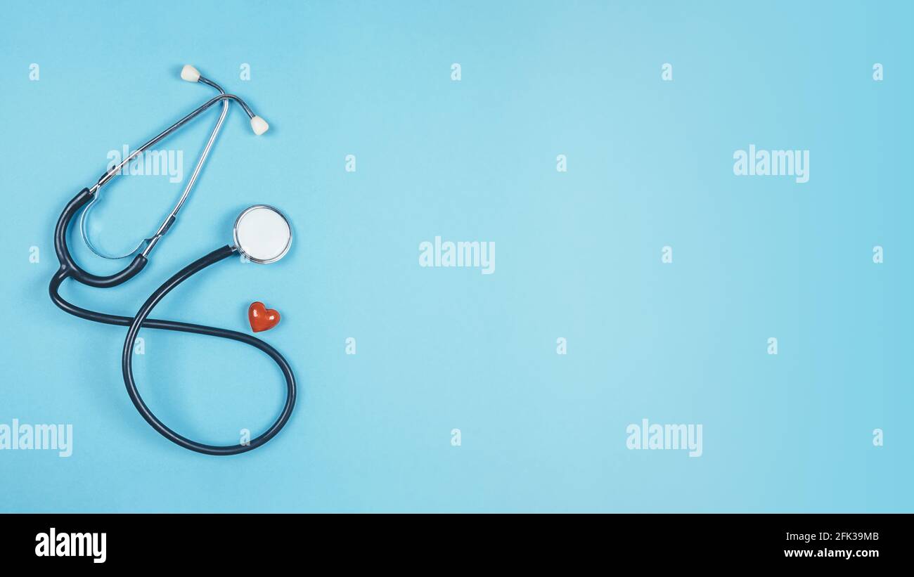 Phonendoscope on a blue background. Medical background Stock Photo