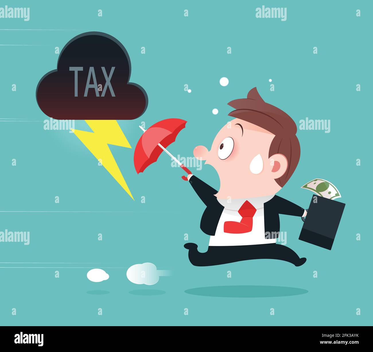Businessman Running Away From Tax, Tax Avoidance, Cartoon Design-Vector And Illustration Stock Vector
