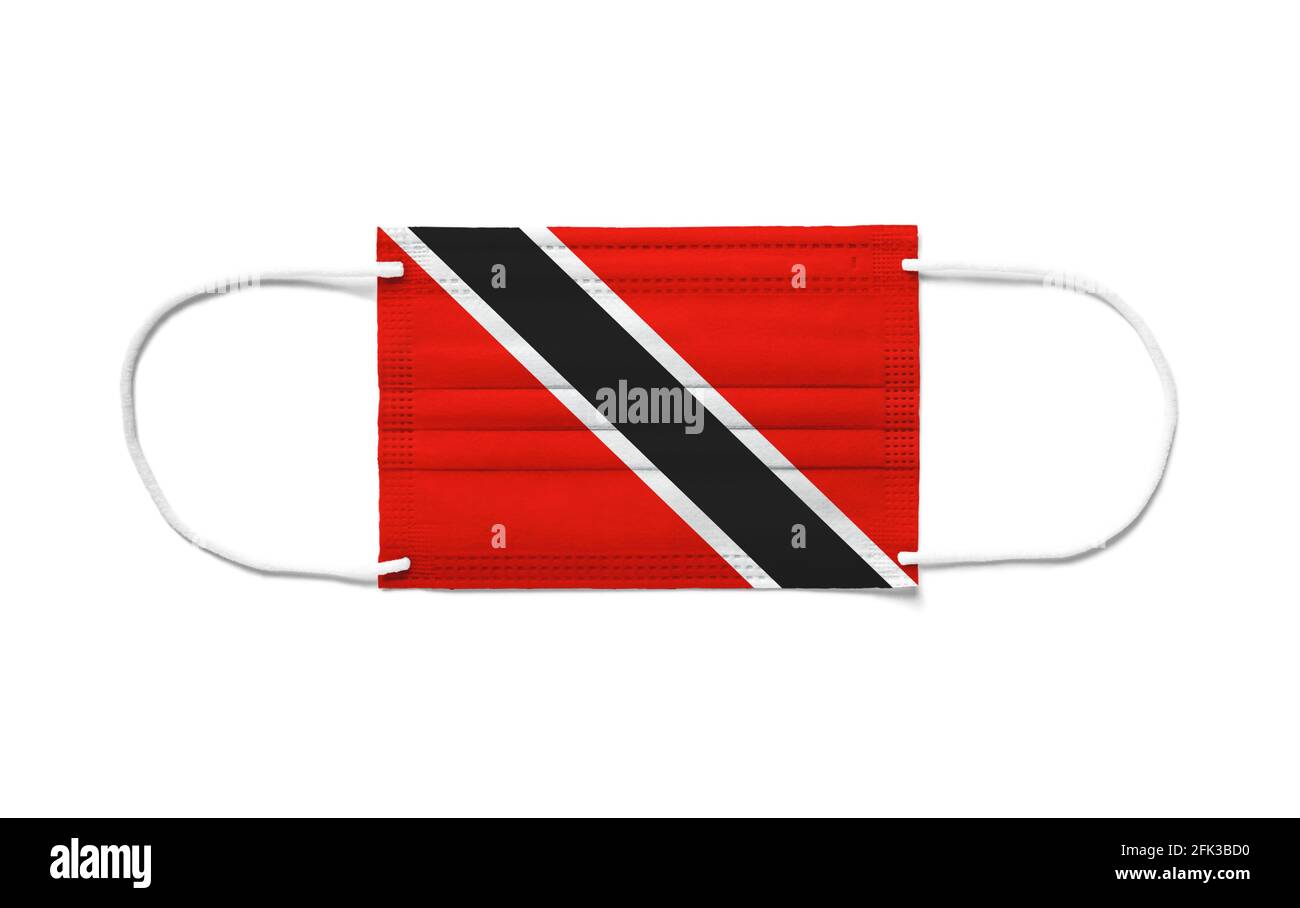 Flag of Trinidad And Tobago on a disposable surgical mask. White