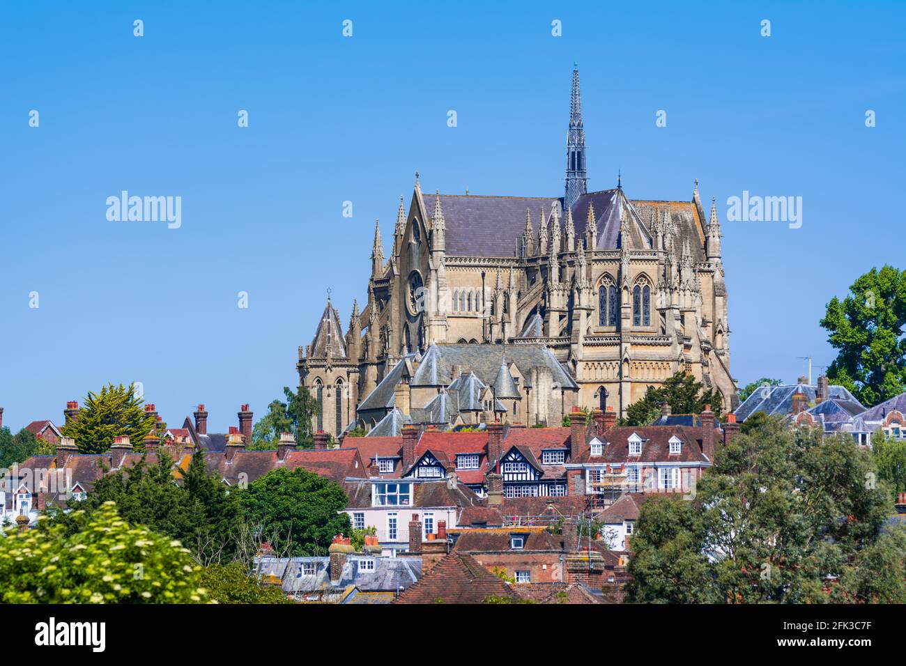 Arundel Cathedral, a Roman Catholic cathedral with the architecture style of Gothic Revival in Arundel, West Sussex, England, UK. British cathedral. Stock Photo