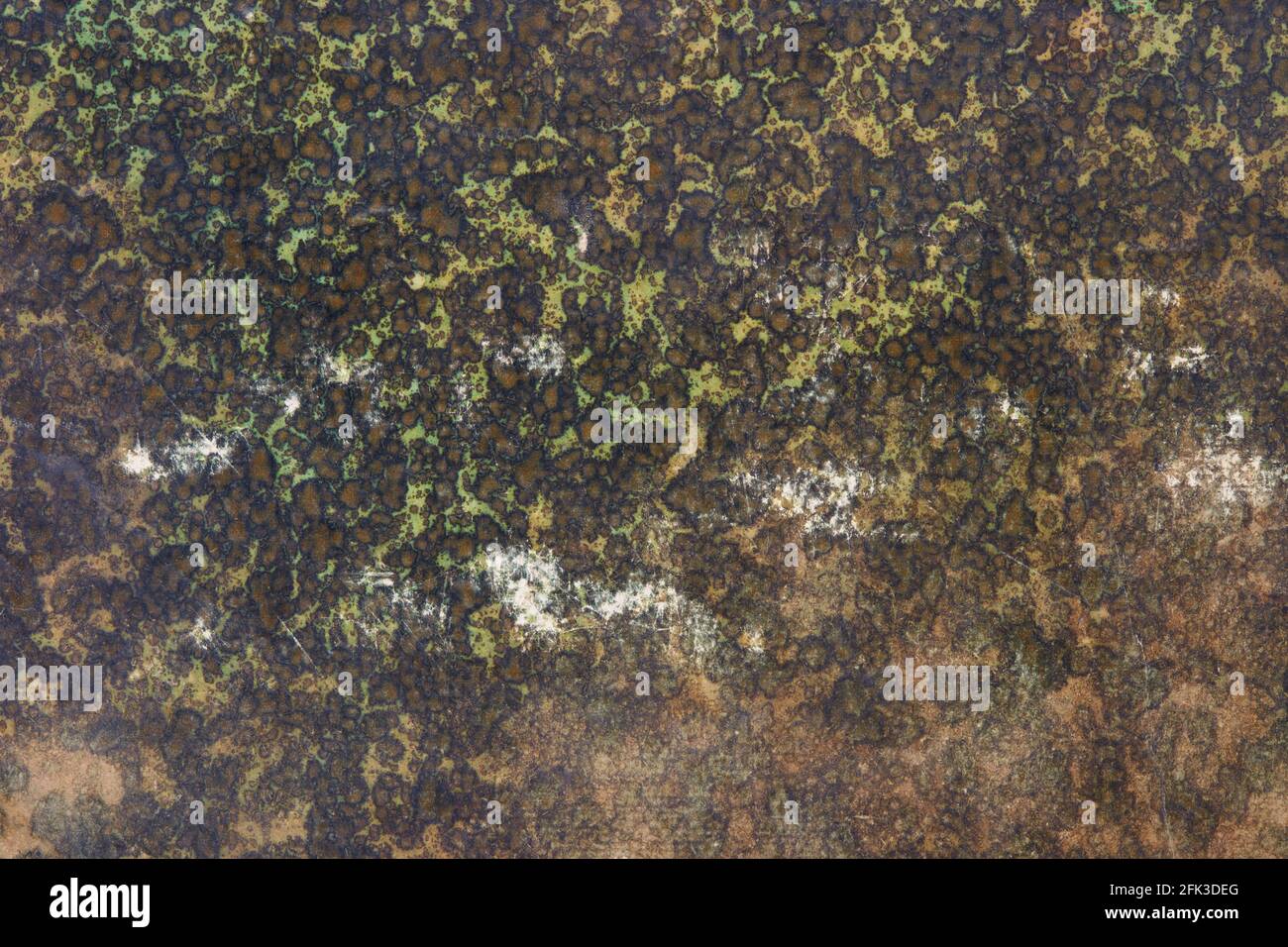Old paper with green and brown faded and worn abstract design texture background Stock Photo