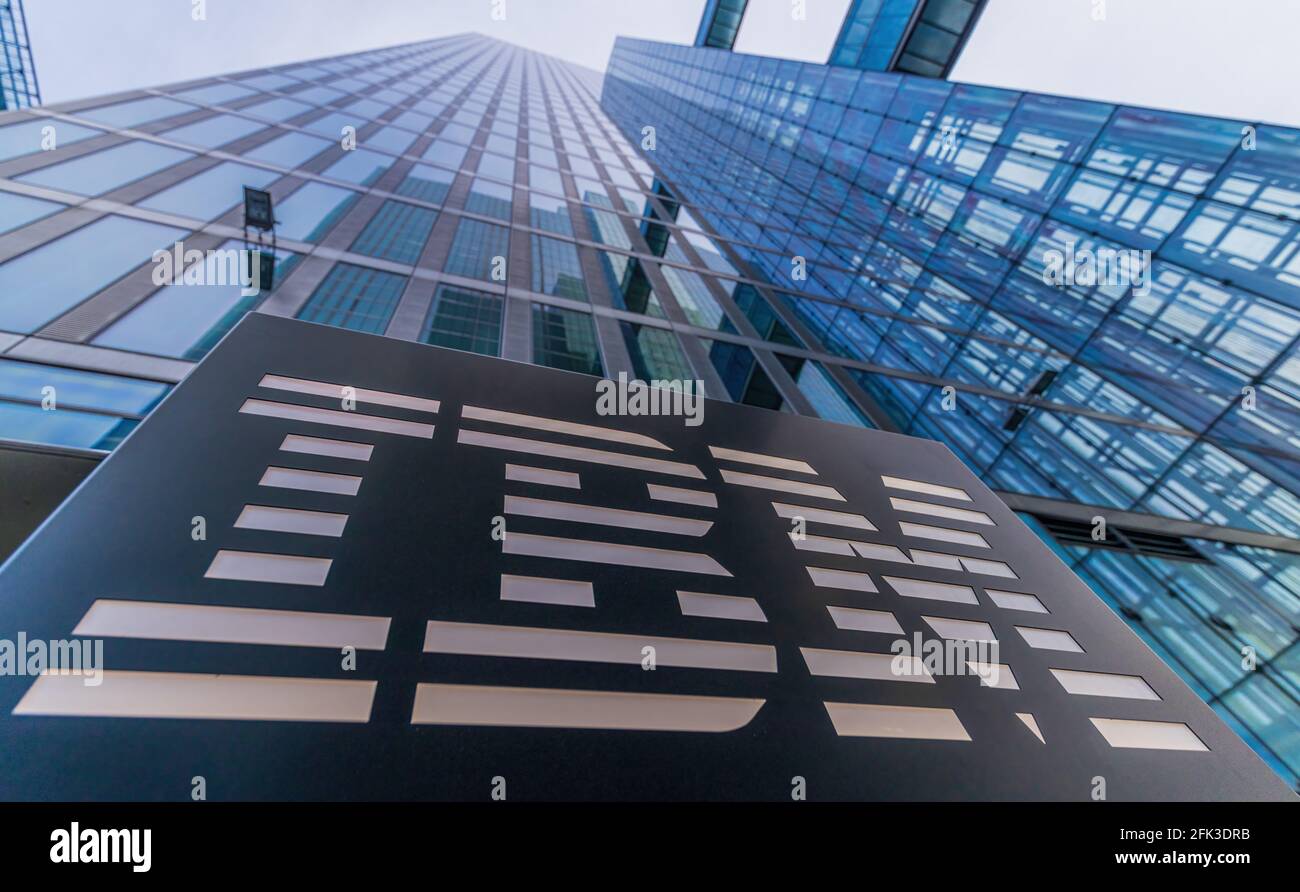 International Business Machines Corporation logo at German IBM headquarters Stock Photo