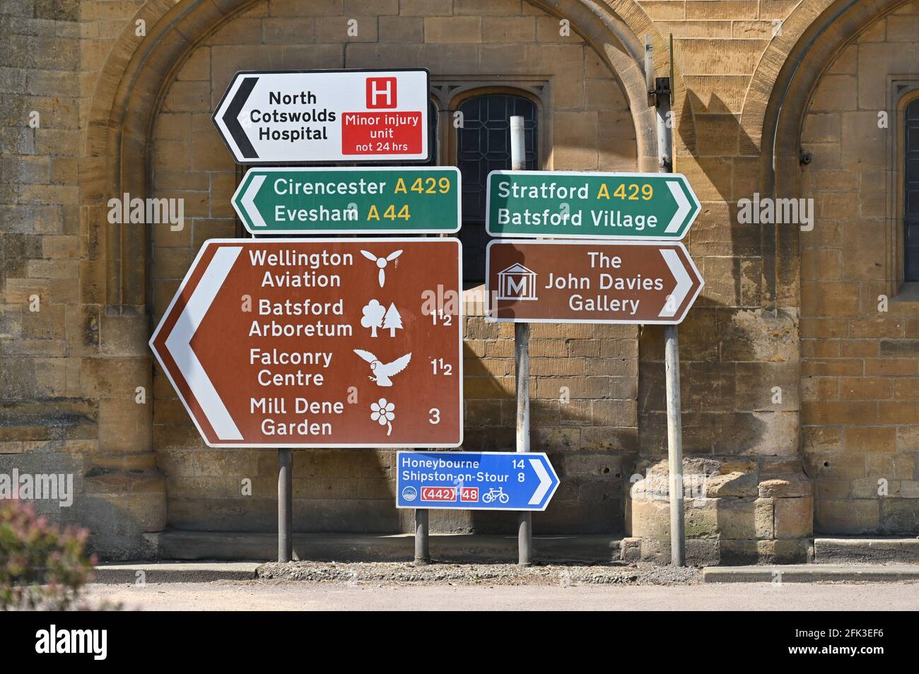 Road signs which also show directions to local tourist attractions