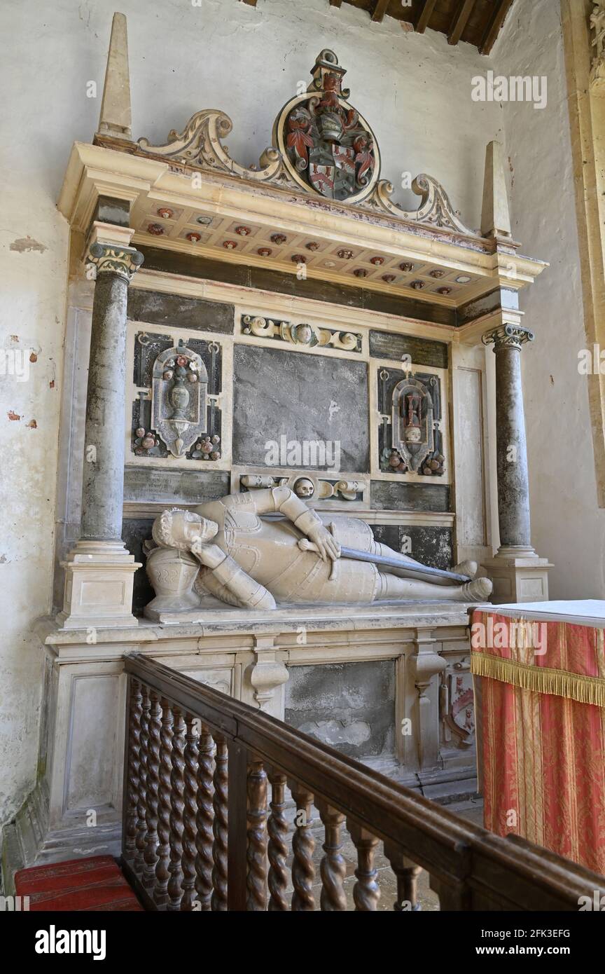 Memorial attributed to Edward Dixon, Lord of the Manor of Little Rollirght in the 17th century. The memorial is the in church of St Philip. The Dixons Stock Photo