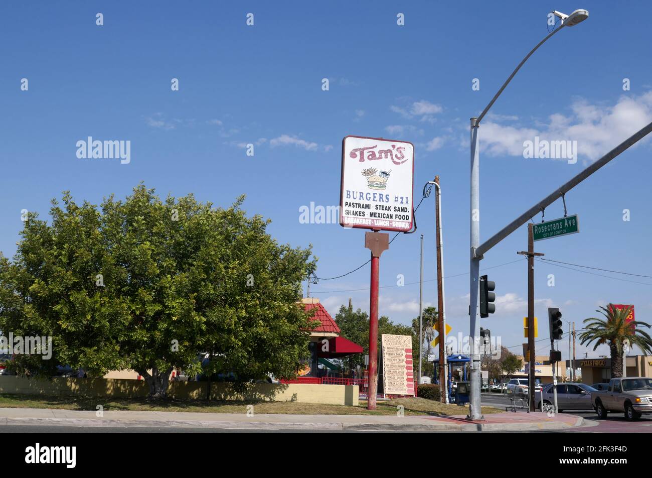 Compton, California, USA 27th April 2021 A general view of atmosphere of Murder Location of producer Terry Carter who was run over by Death Row Records' Marion Shug Knight on January 29, 2015 at Tam's Burgers at 1201 Rosecrans Avenue in Compton, California, USA. Photo by Barry King/Alamy Stock Photo Stock Photo
