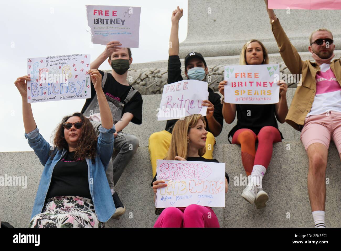 LONDON, ENGLAND, APRIL 27 2021, UK's First Free Britney Rally, #FreeBritney activists protest on the streets of London following Spears attempt to remove her conservatorship Stock Photo