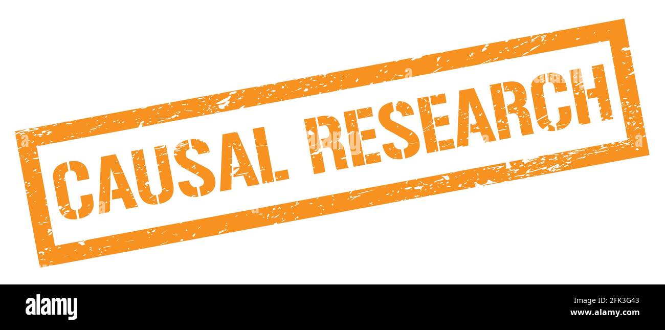 CAUSAL RESEARCH orange grungy rectangle stamp sign. Stock Photo