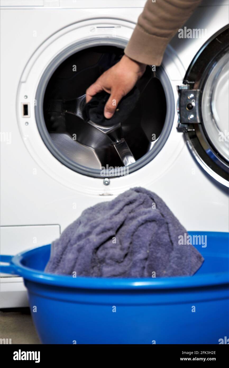 washing machine in the kitchen Stock Photo Alamy