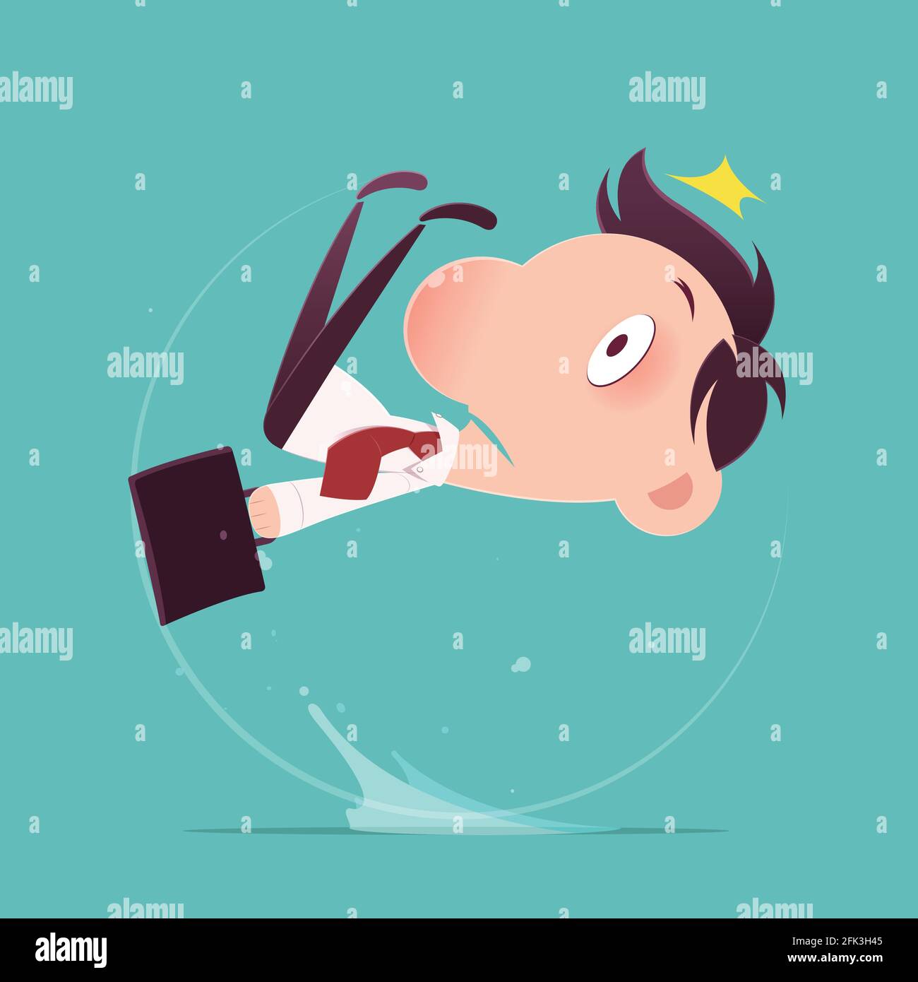 Cartoon businessman slipped on a water puddle , IllustrationVector