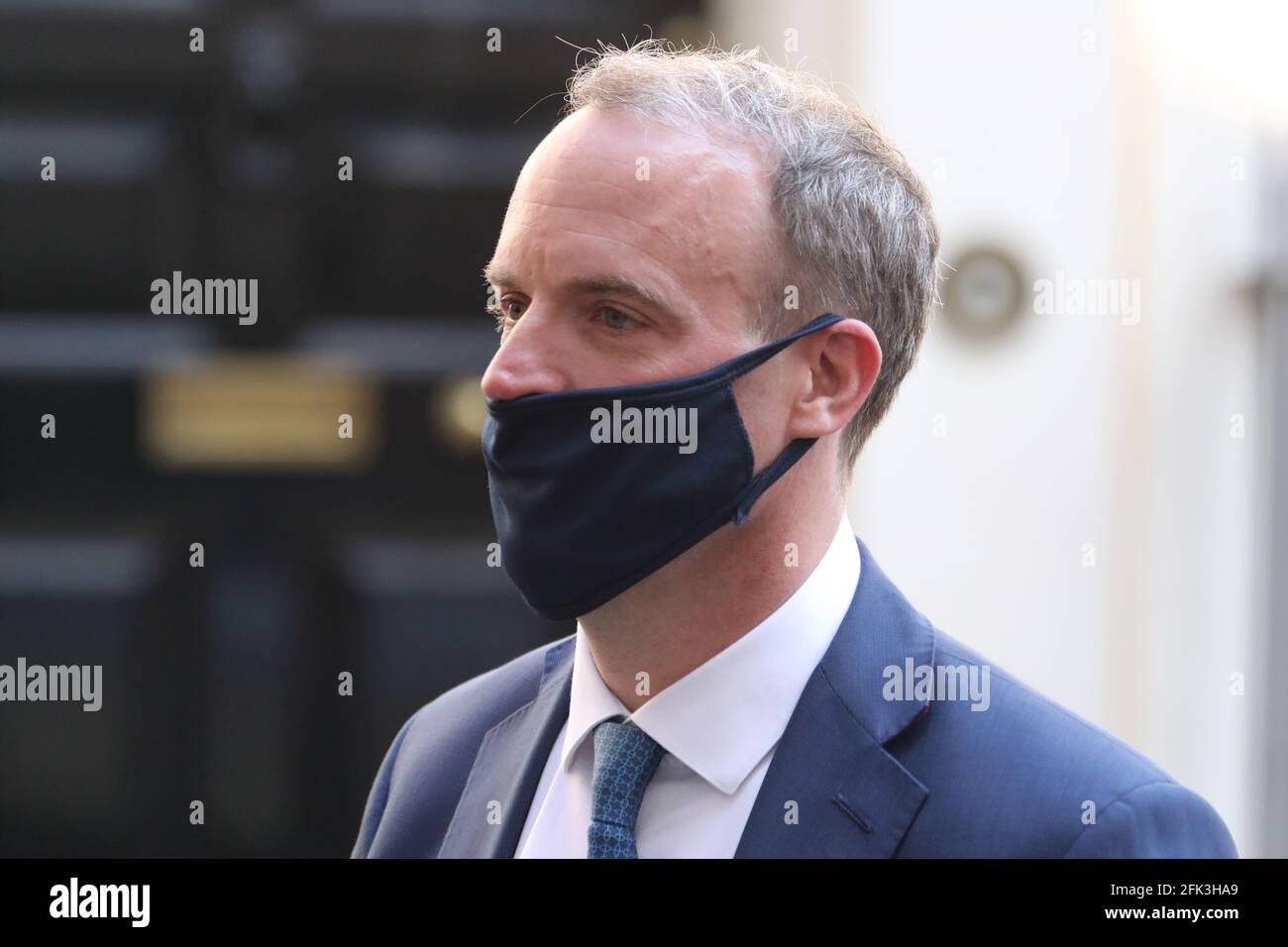 Foreign Secretary Dominic Raab leaving Downing Street after the weekly Cabinet Meeting. Stock Photo