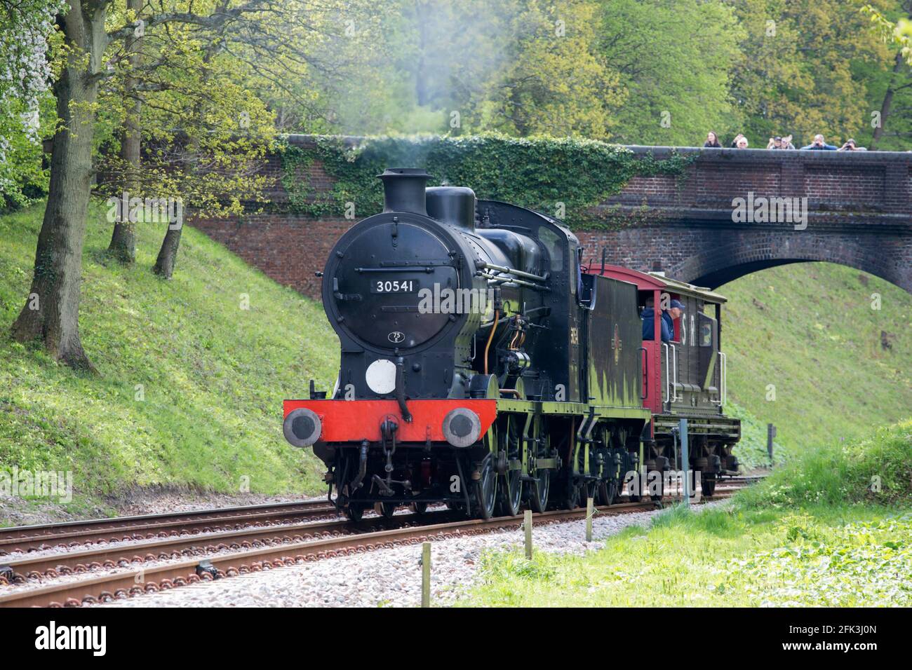 Horsted Keynes, West Sussex, England. 1938 SR Q Class steam locomotive on the Bluebell Railway line. Stock Photo