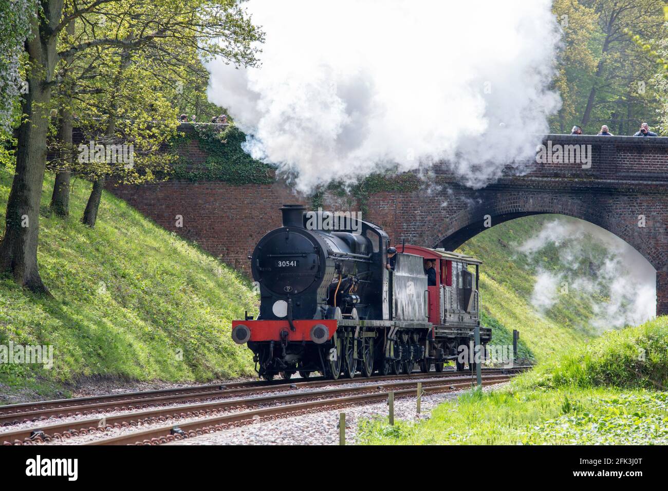 Horsted Keynes, West Sussex, England. 1938 SR Q Class steam locomotive on the Bluebell Railway line. Stock Photo