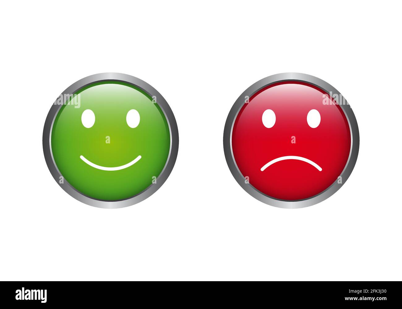 Feedback buttons with emoticons in green yellow and red Stock Vector