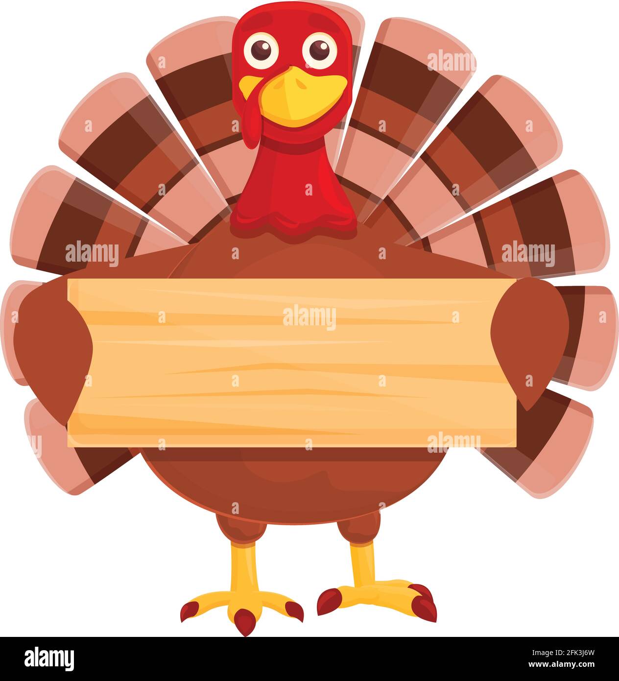 Thanksgiving turkey with banner icon. Cartoon of Thanksgiving turkey ...