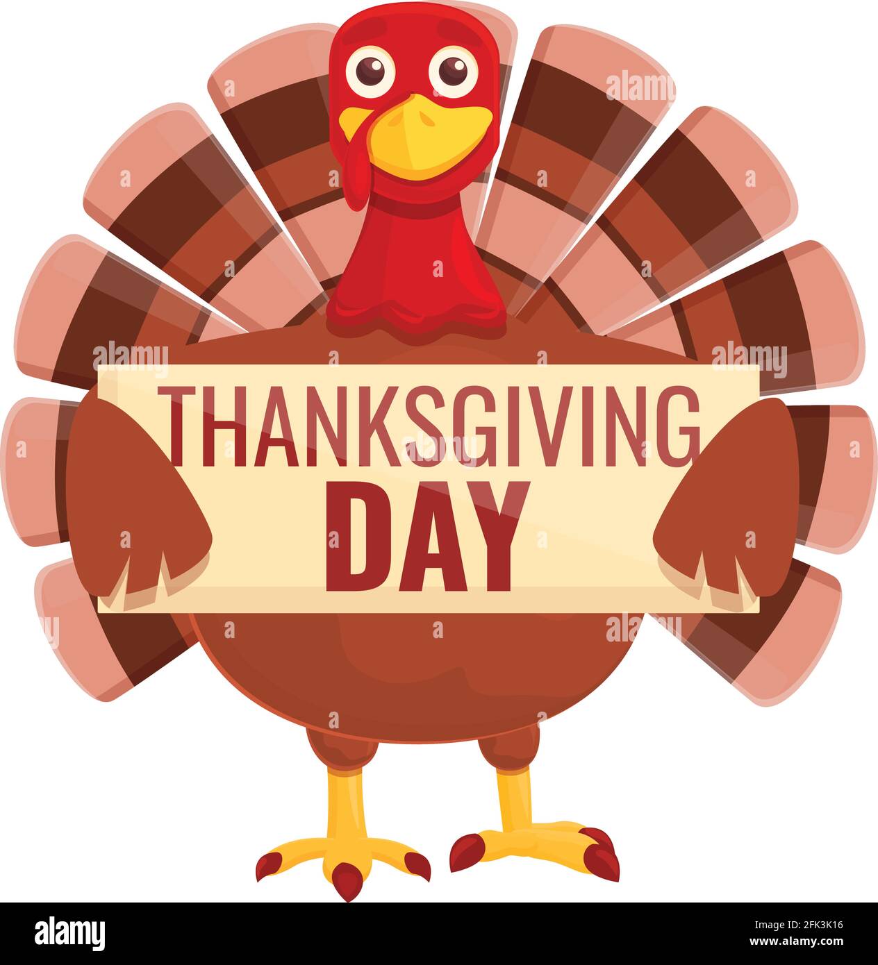 Thanksgiving turkey holiday day icon. Cartoon of Thanksgiving turkey