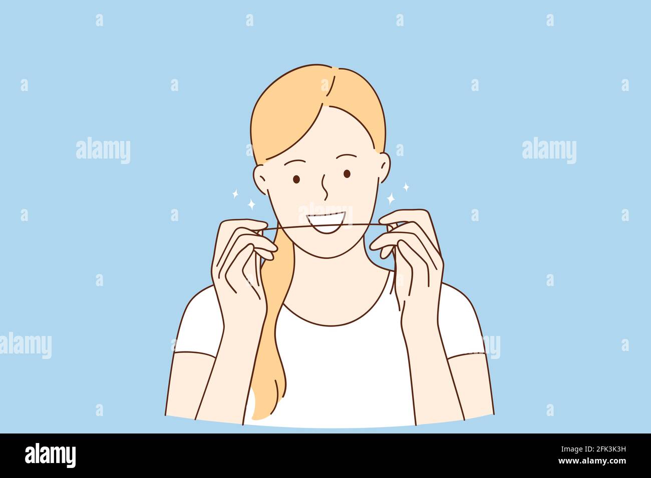 Dental hygiene and teeth flossing concept Stock Vector Image & Art - Alamy