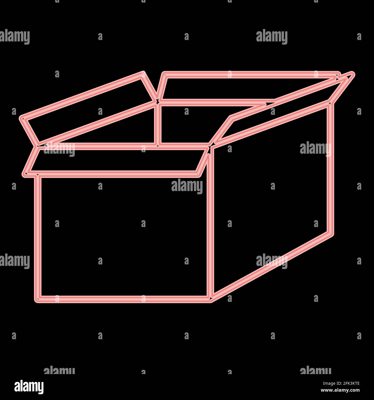 Neon box it is the red color vector illustration flat style light image Stock Vector