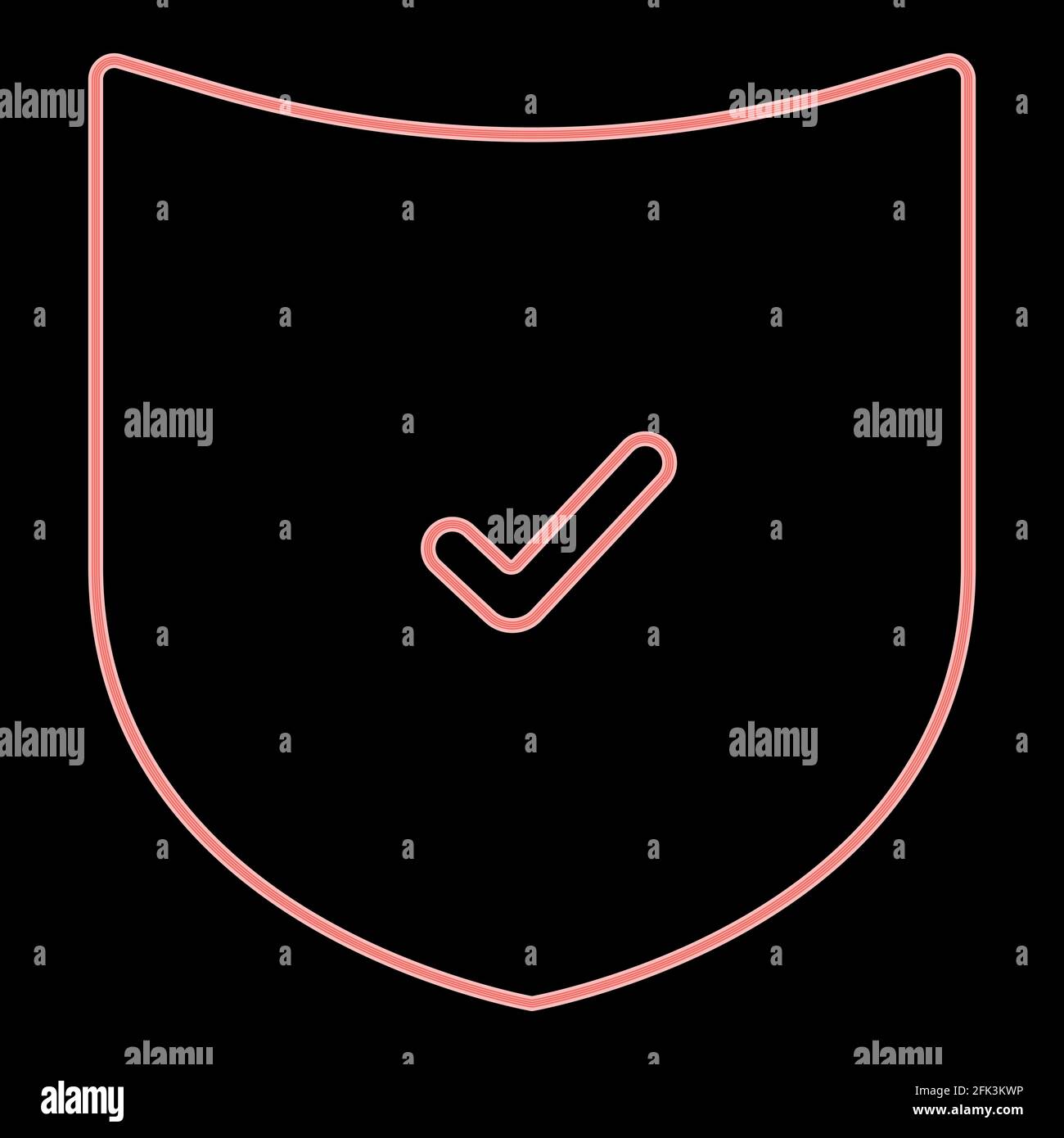 Neon shield it is the red color vector illustration flat style light image Stock Vector