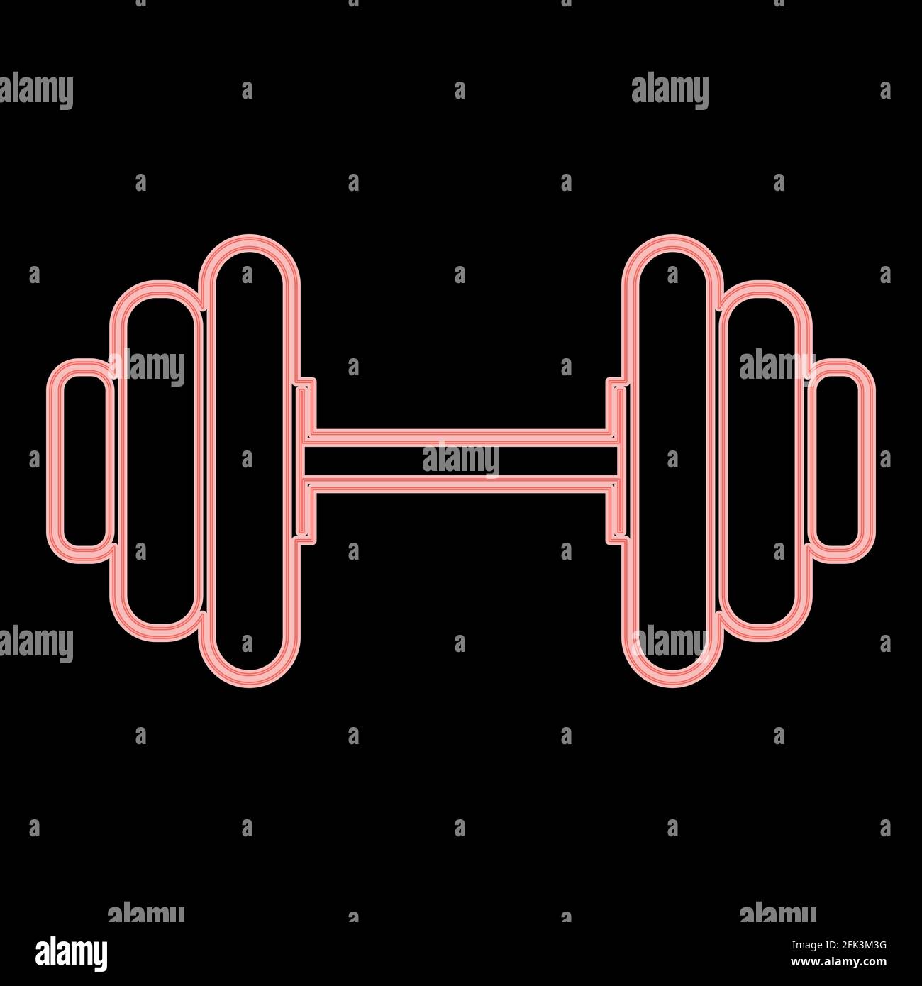 Neon dumbbell it is the red color vector illustration flat style light ...