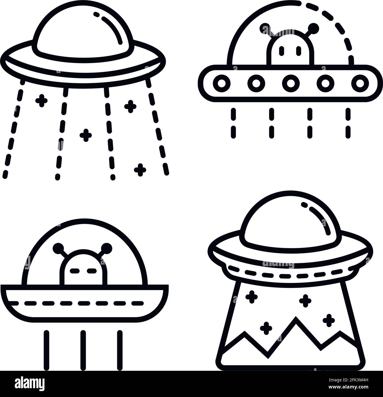ufo outline icon set Stock Vector Image & Art - Alamy