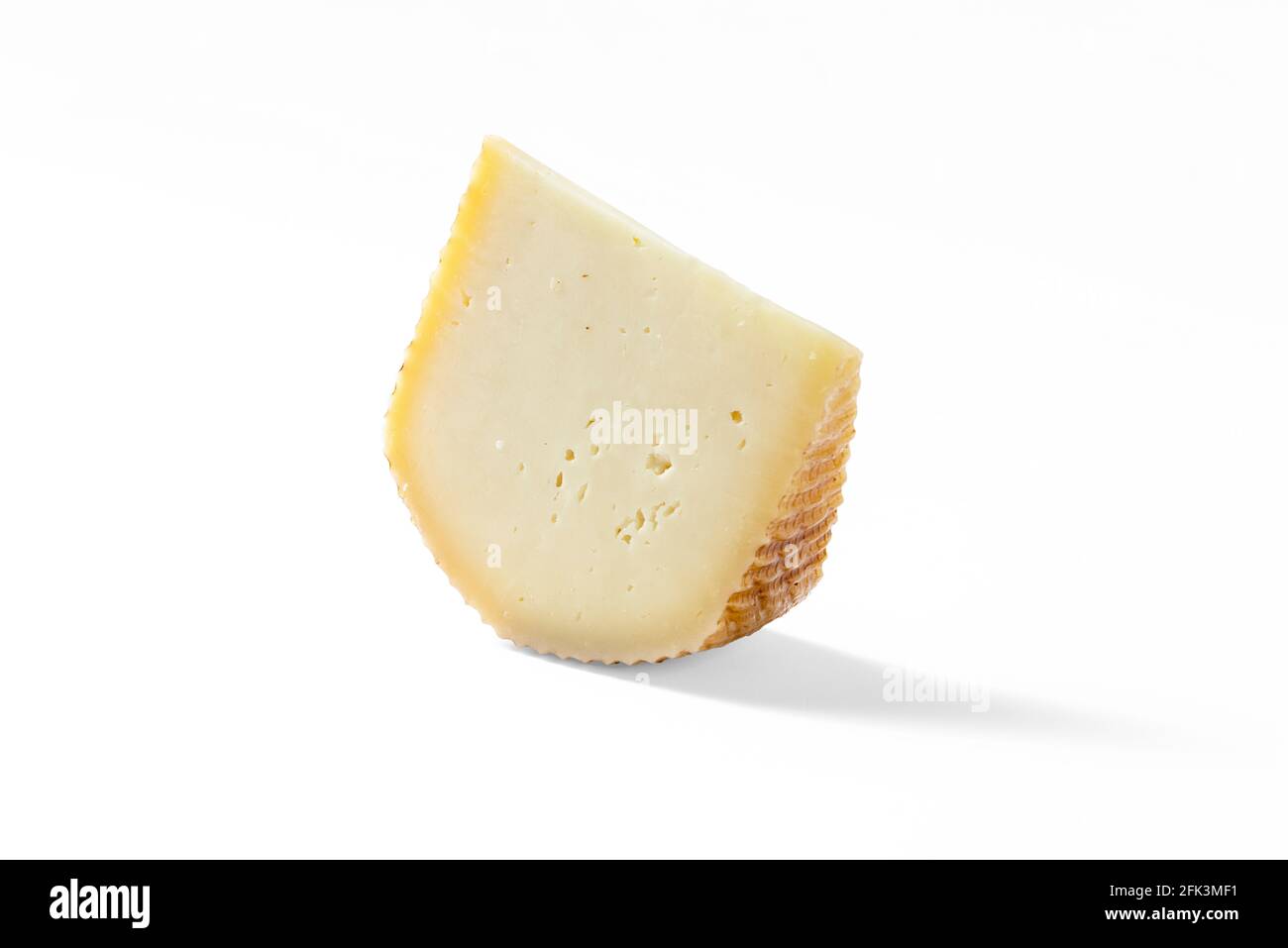 a piece of pecorino cheese  in white background Stock Photo