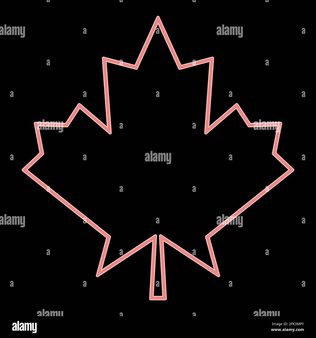 Neon maple leaf it is the red color vector illustration flat style light image Stock Vector