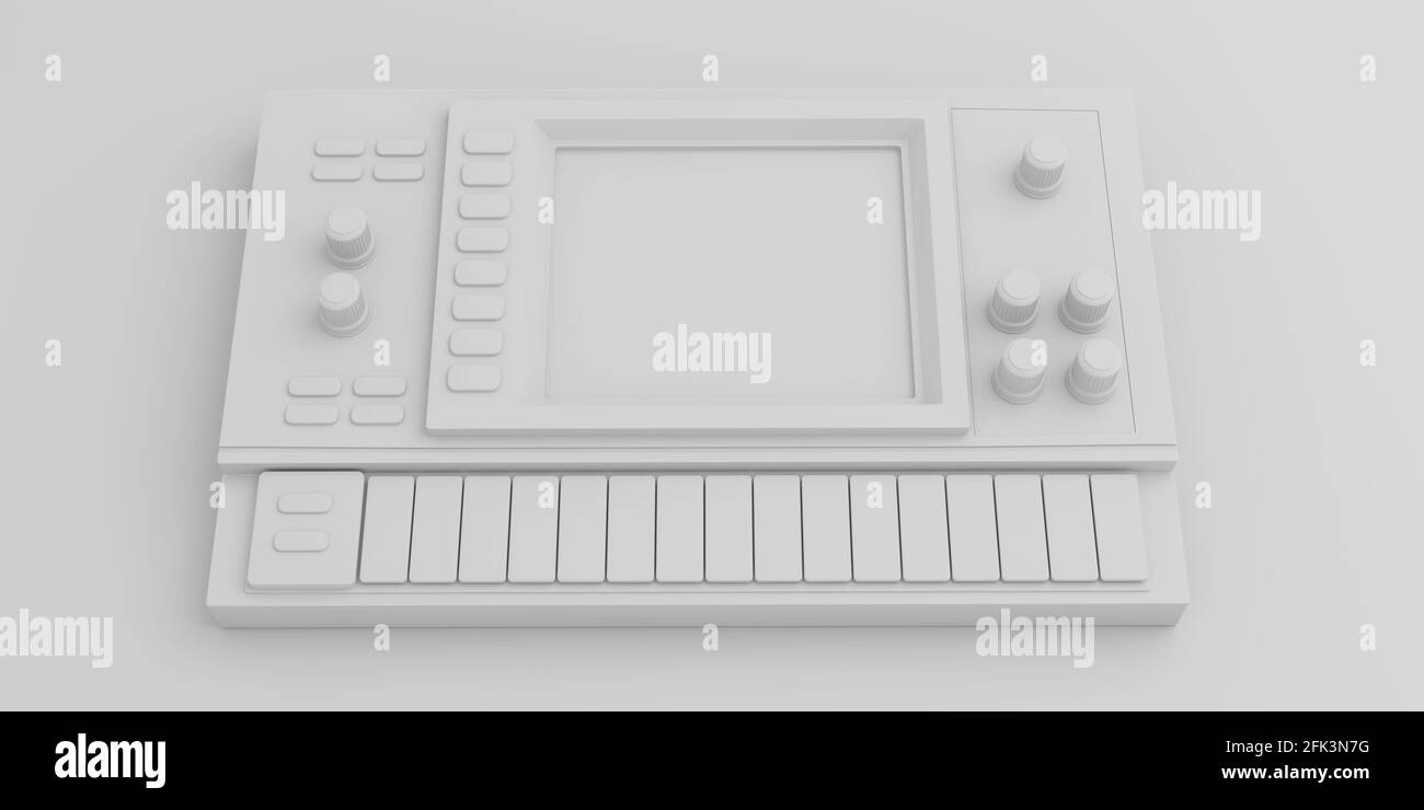synth machine isolated on white background 3d illustration Stock Photo