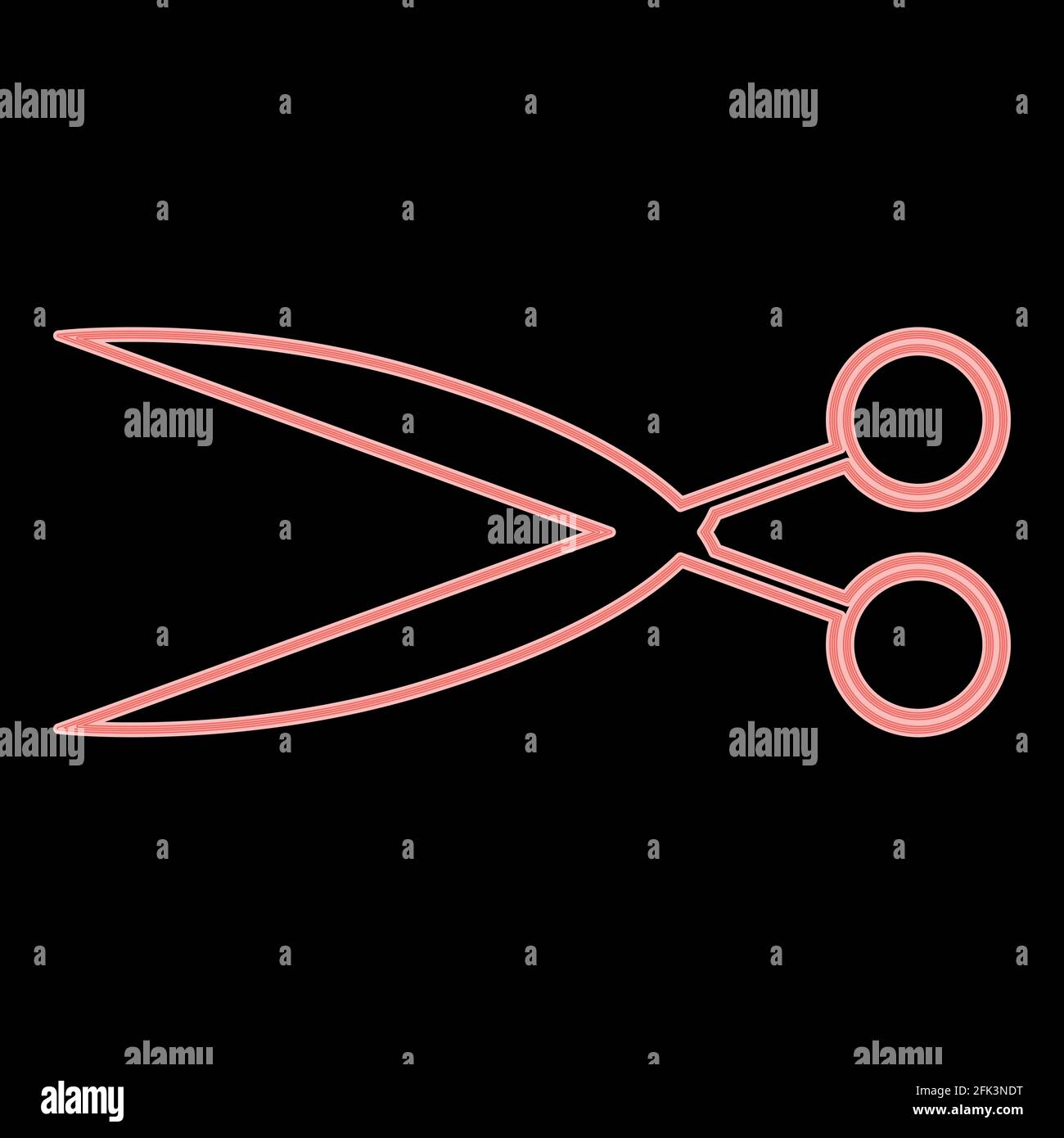 Neon scissors it is the red color vector illustration flat style light ...