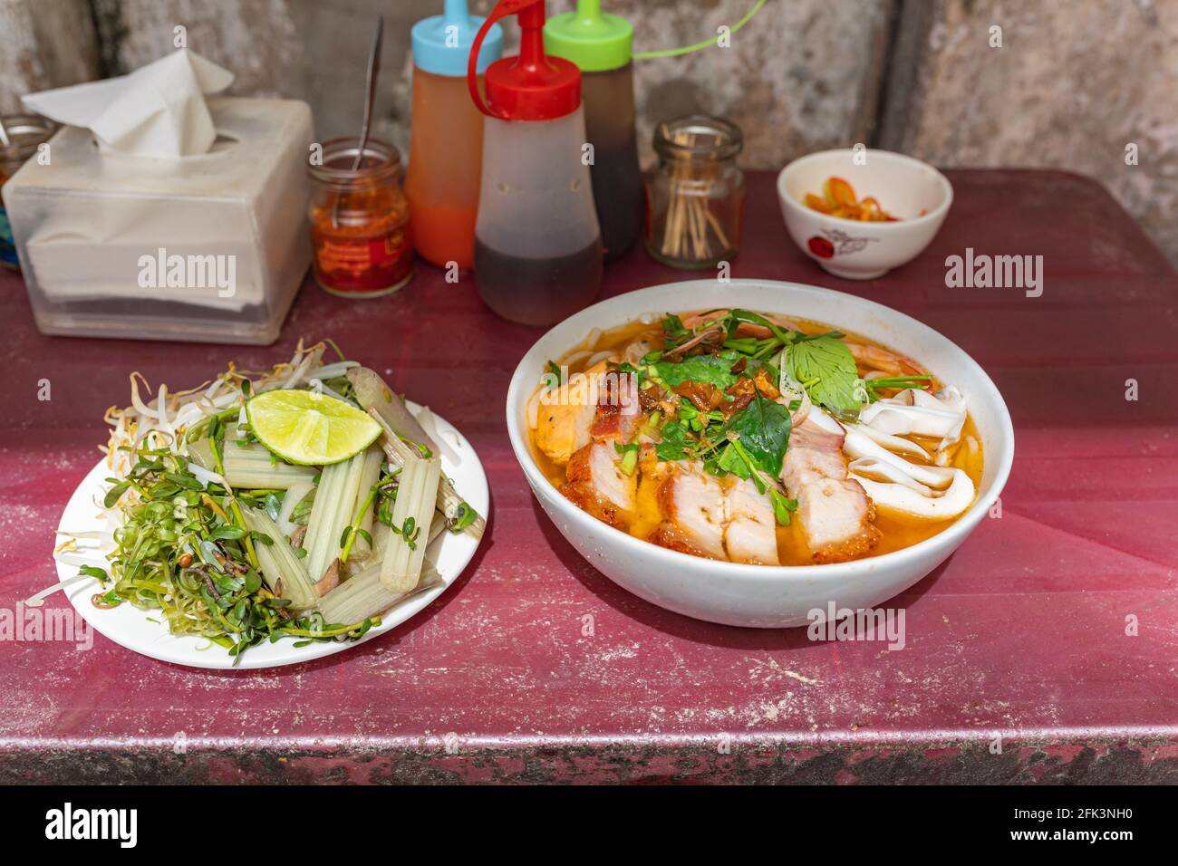 Bun Mam, delicious Vietnamese seafood noodles soup Stock Photo
