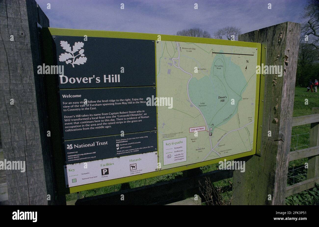 The National Trust property, Dover's Hill, is 230 metres above sea