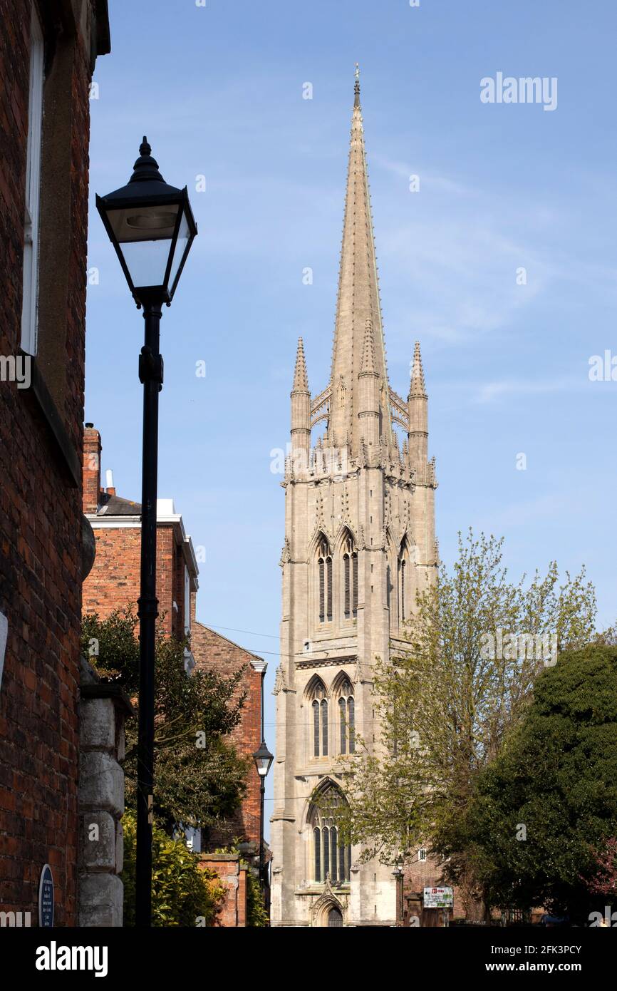 The view along Westgate towards St Jame's Church in the centre of Louth ...