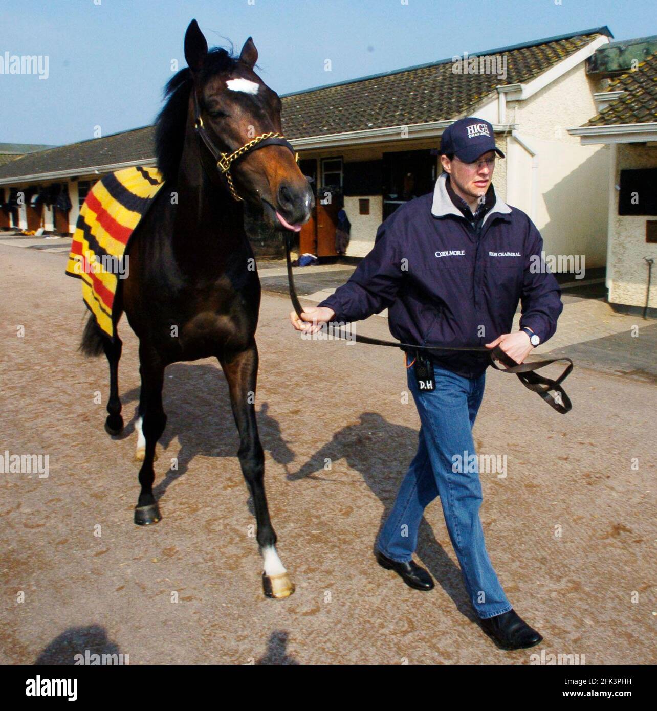 BALLYDOYLE STABLES IN IRELAND  AIDAN O'BRIEN AND GYPSY KING  25/4/2005 PICTURE DAVID ASHDOWNRACING Stock Photo