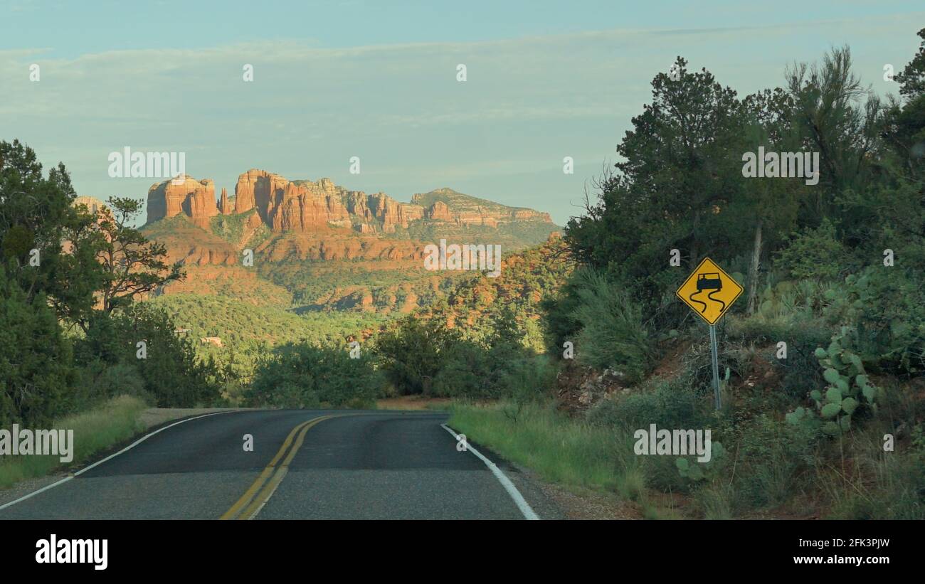 Red Rock State Park Driving towards Cathedral Rock Stock Photo Alamy
