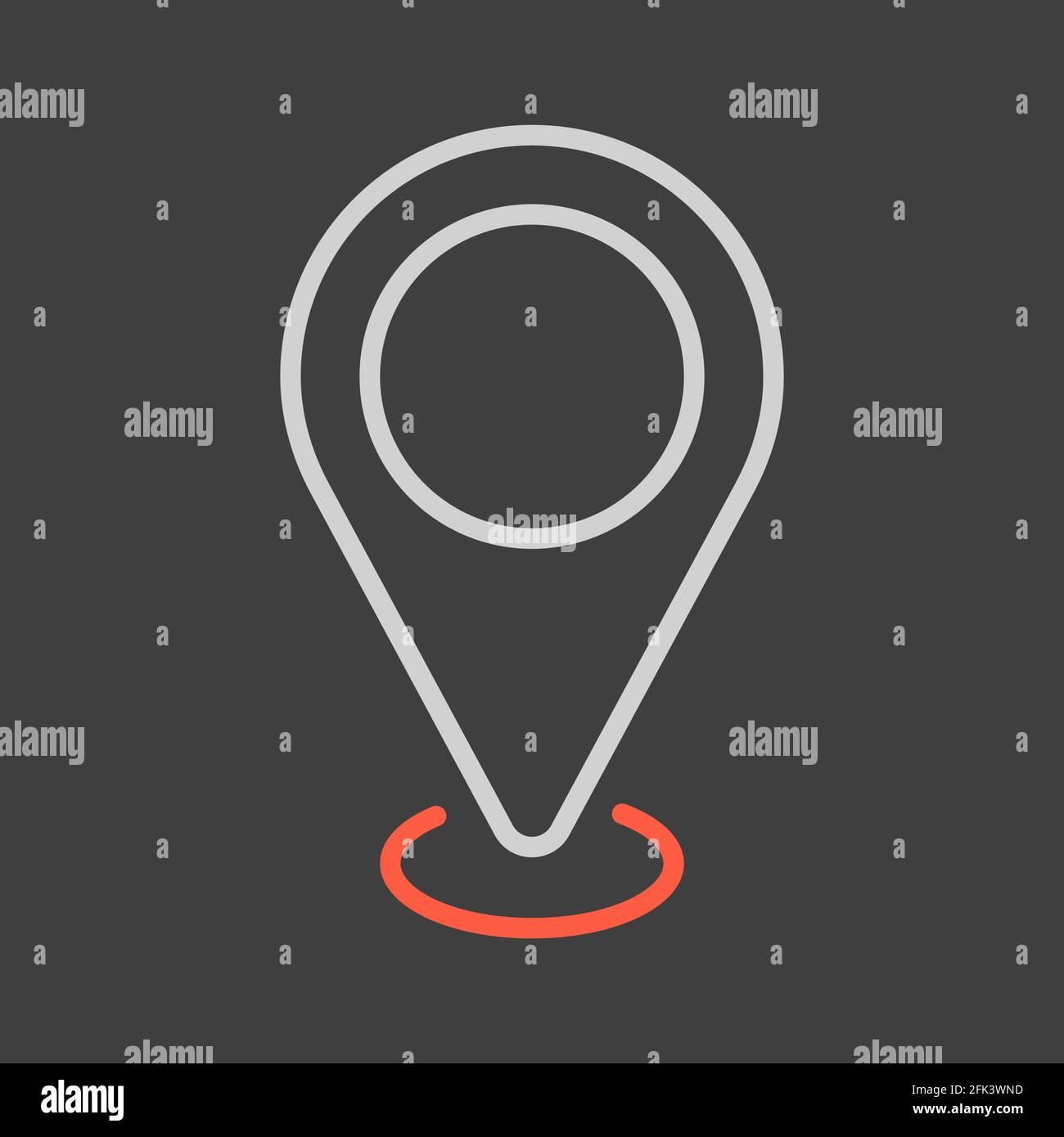 Pin map icon on dark background. Map pointer. Map markers. GPS location symbol. Navigation sign Stock Vector