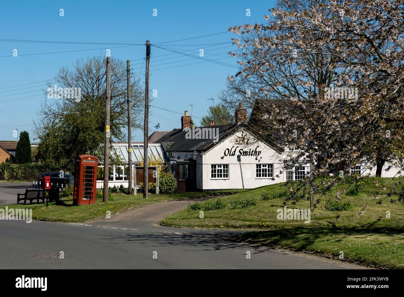 Church Lawford village in spring including The Old Smithy pub