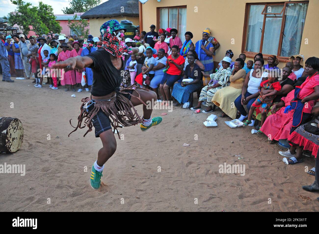 Traditional dancers perform at a wedding in GaMashashane in South Africa's Limpopo province Stock Photo