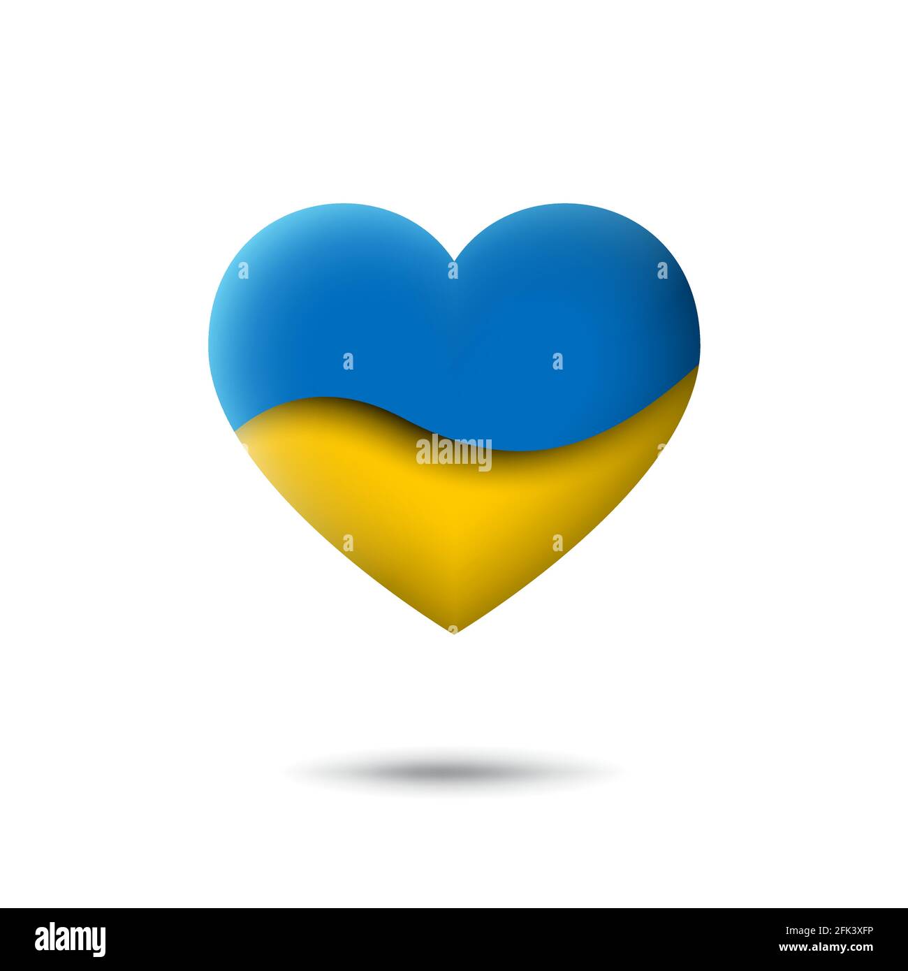 Ukraine flag icon in the shape of heart. Waving in the wind. Abstract waving flag ukraine. Paper cut style. Vector ukrainian symbol, icon, button Stock Vector