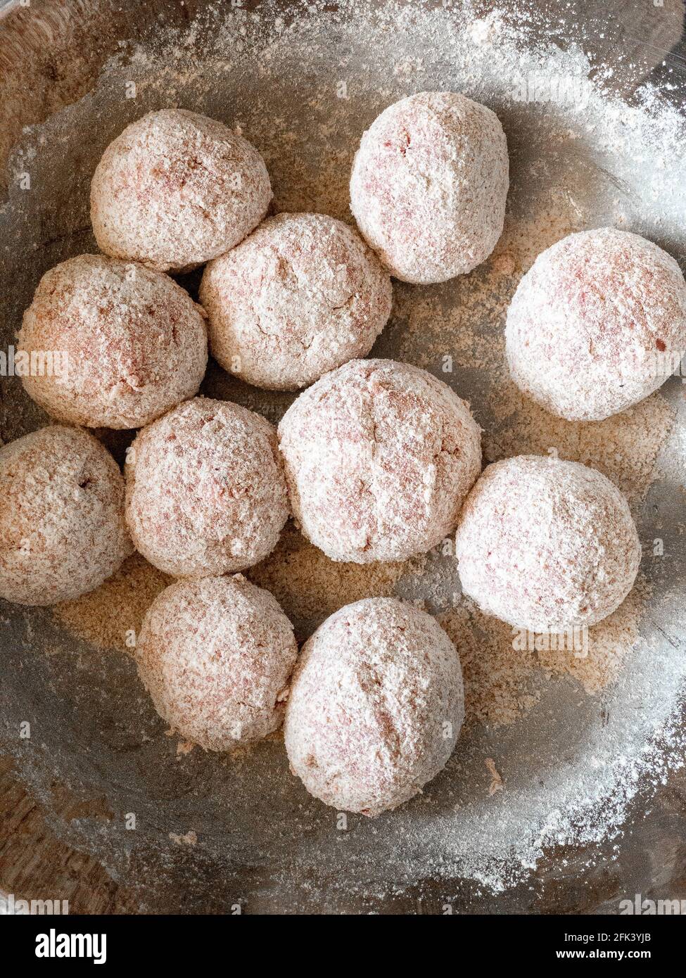 meatballs with flour all over them before the cooking Stock Photo Alamy