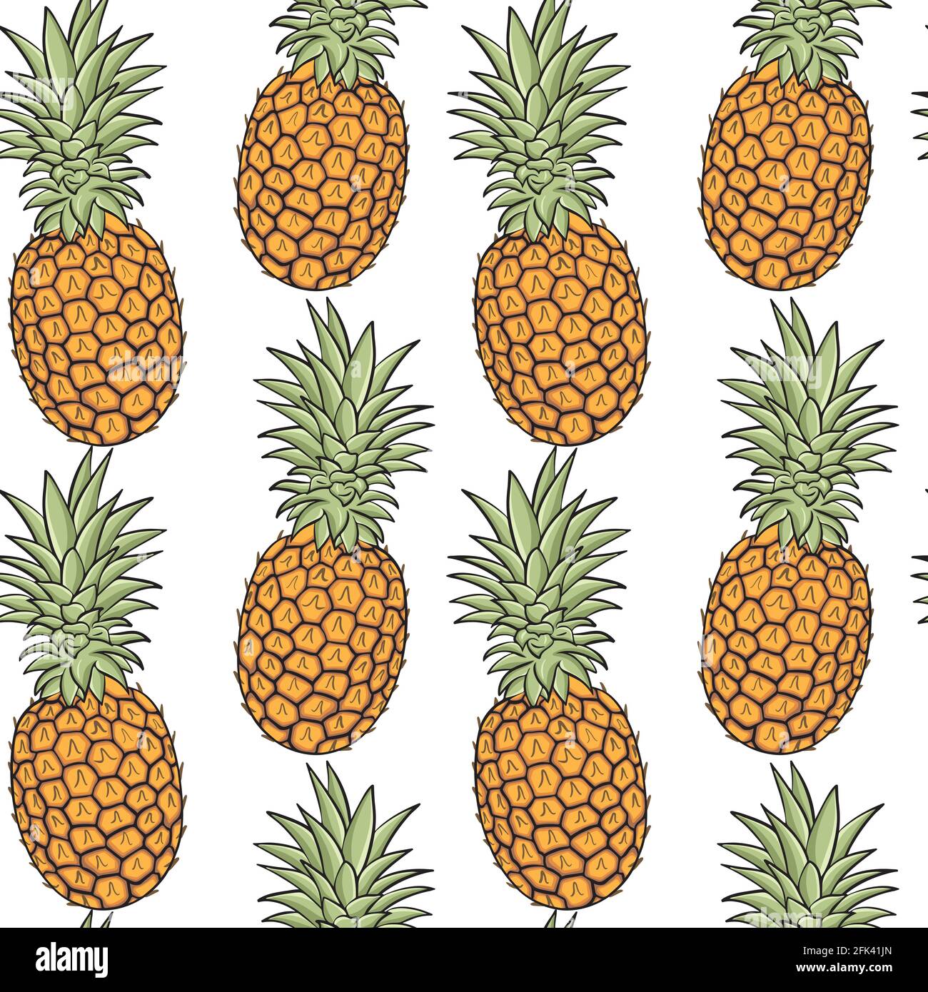 Seamless background with pineapples. Exotic fruits, solid background