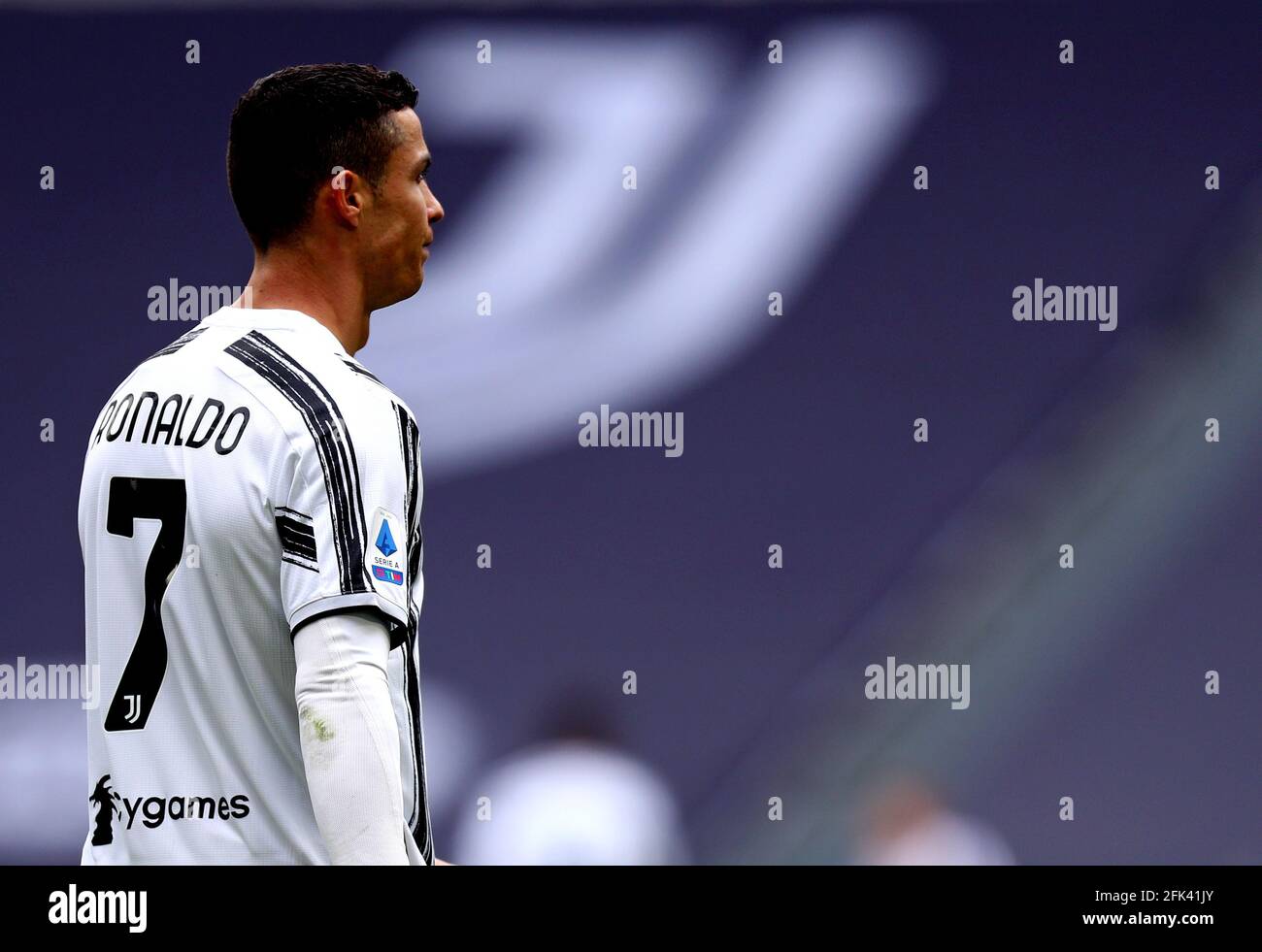 Cristiano Ronaldo of Juventus looks on during the Serie A match