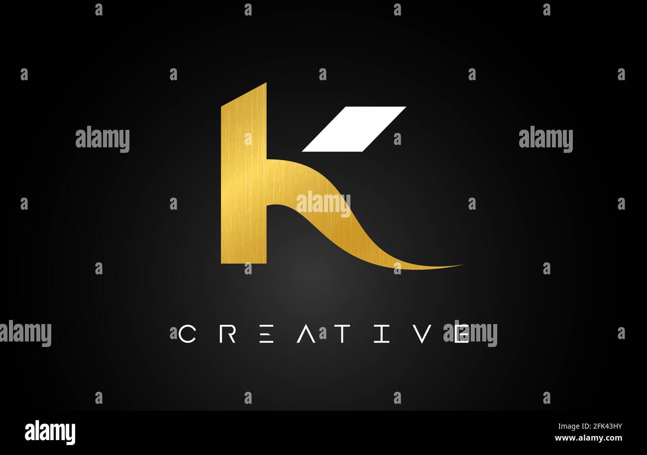 K Golden Letter Logo with Creative Modern Look and Gold Texture. Metal ...