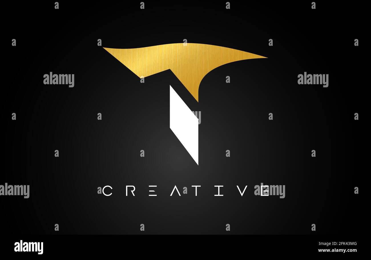 T Golden Letter Logo with Creative Modern Look and Gold Texture. Metal ...