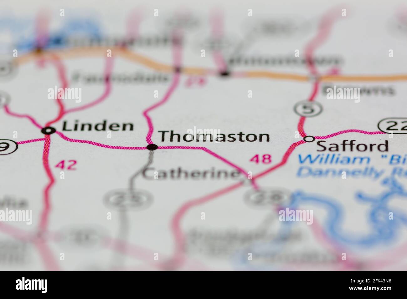 Thomaston Alabama USA shown on a geography map or road map Stock Photo