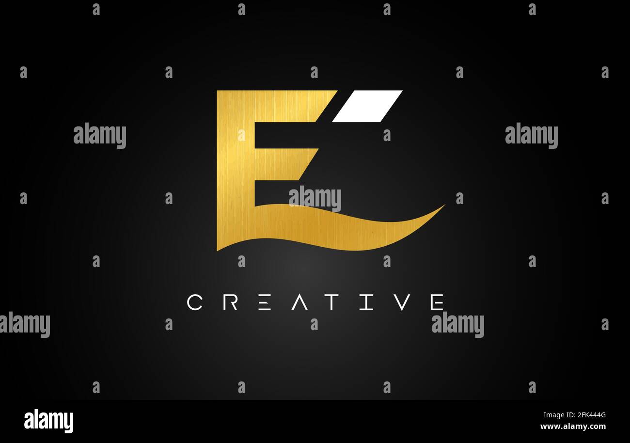 E Golden Letter Logo with Creative Modern Look and Gold Texture. Metal ...