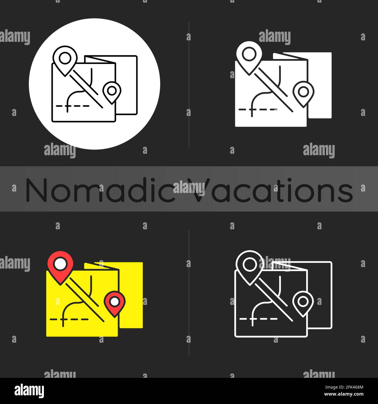 Nomadic tour dark theme icon Stock Vector